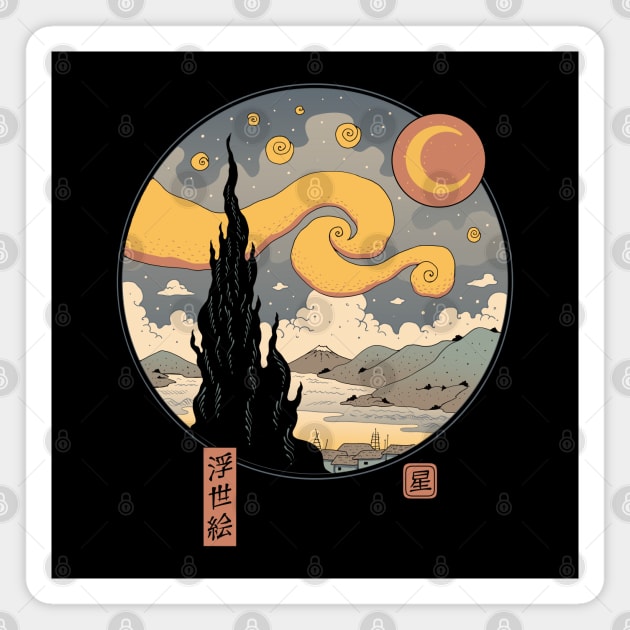 Starry Ukiyo-e Night Magnet by Vincent Trinidad Art